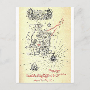 Robert Louis Stevenson's Treasure Island Map Postcard