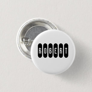 Robert Mens Name In Black n White, 3 Cm Round Badge