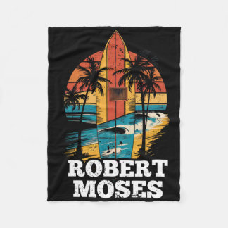 Robert Moses Surfboard Surfing Retro  Fleece Blanket
