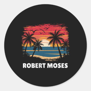 Robert Moses Surfboarder Palm Tree Souvenir Classic Round Sticker