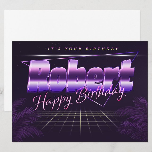 Robert Name First name lila retro card Birthday (Front/Back)