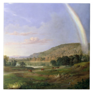 Robert S. Duncanson Landscape with Rainbow Poster Tile