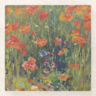 Robert Vonnoh Red Poppies 1888 Impressionist Art Glass Coaster