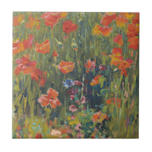 Robert Vonnoh Red Poppies 1888 Impressionist Art Tile