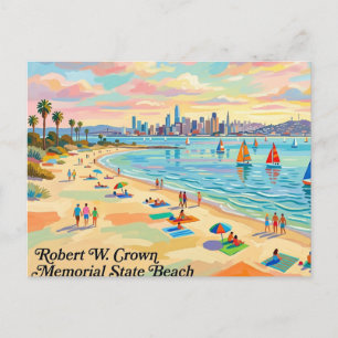 Robert W. Crown Memorial State Beach California Postcard
