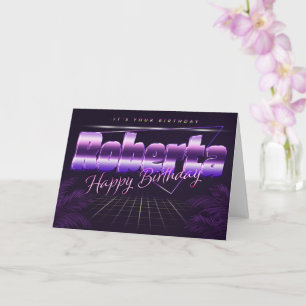 Roberta Name Vorname lila retro Karte Geburtstag Card