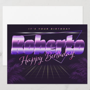 Roberto Name Vorname lila retro Karte Geburtstag Card