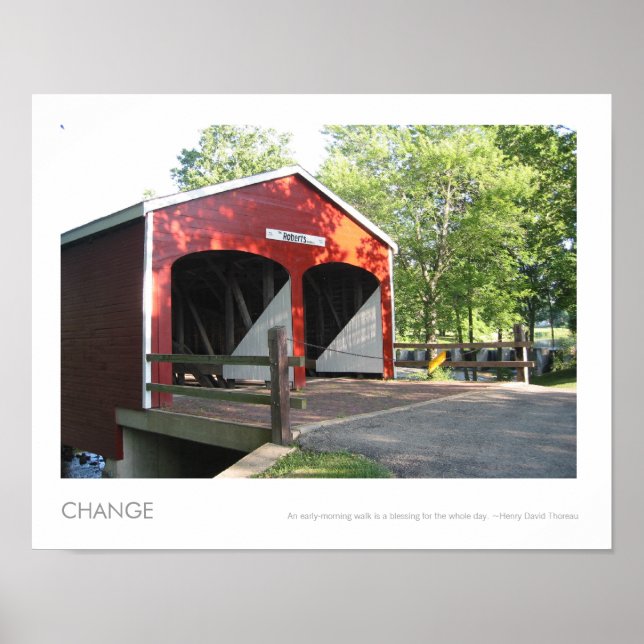 Roberts Double Barrelled Covered Bridge Photo Poster (Front)