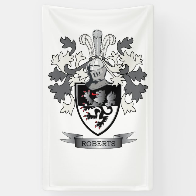 Roberts Family Crest Banner (Vertical)
