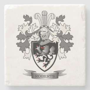 Roberts Family Crest Coat of Arms Stone Coaster