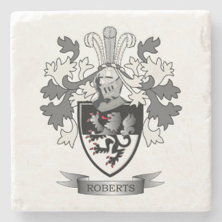 Roberts Family Crest Coat of Arms Stone Coaster