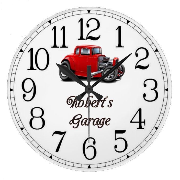 Robert's Hot Rod Garage Large Clock Zazzle.co.uk