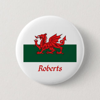 Roberts Welsh Flag 6 Cm Round Badge