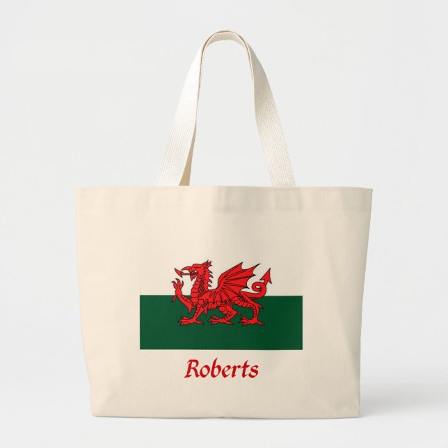 Roberts Welsh Flag Large Tote Bag (Front)