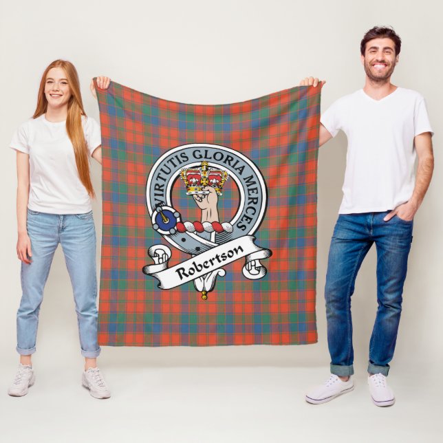 Robertson Ancient Clan Badge Tartan Plaid Fleece Blanket (In Situ)