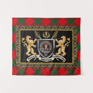 Robertson Clan Badge & Motto w/Lions  Tapestry
