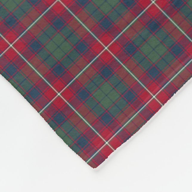 Robertson Clan Red, Blue, and Green Tartan Fleece Blanket (Corner)