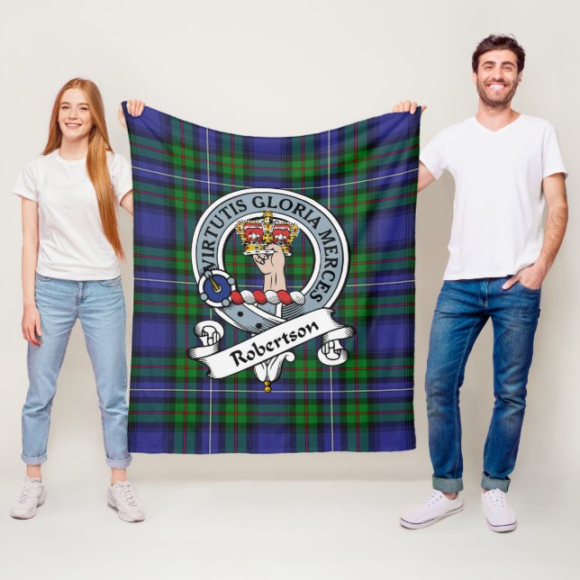 Robertson Hunting Modern Clan Badge Tartan Plaid Fleece Blanket (In Situ)