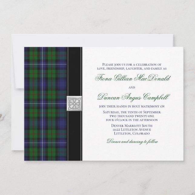 Robertson Hunting Tartan Celtic Wedding Invitation (Front)