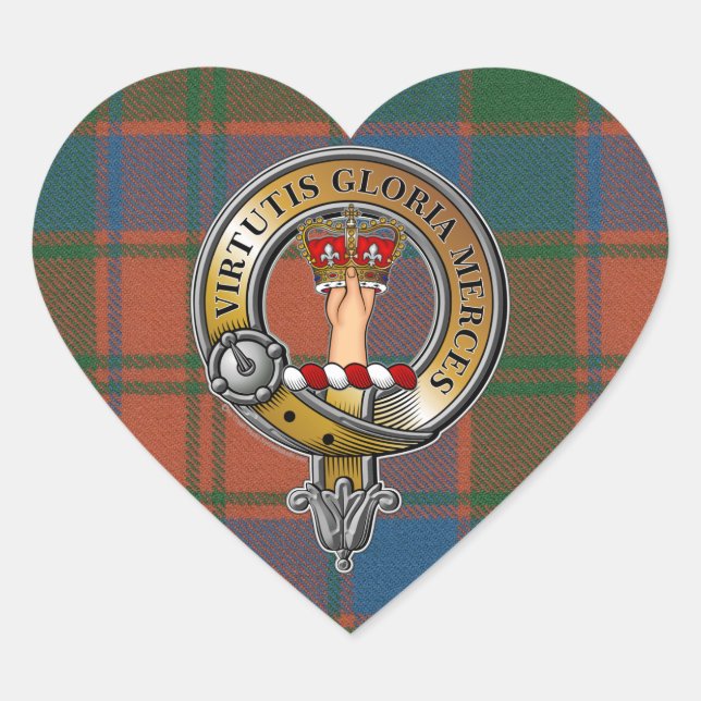 Robertson Tartan & Badge Heart Sticker (Front)