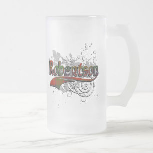 Robertson Tartan Grunge Frosted Glass Beer Mug