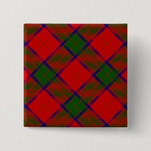 Robertson tartan red green plaid 15 cm square badge