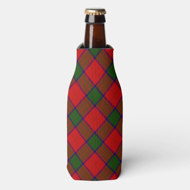 Robertson tartan red green plaid bottle cooler (Bottle Front)