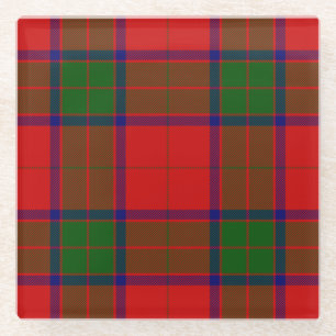 Robertson tartan red green plaid glass coaster