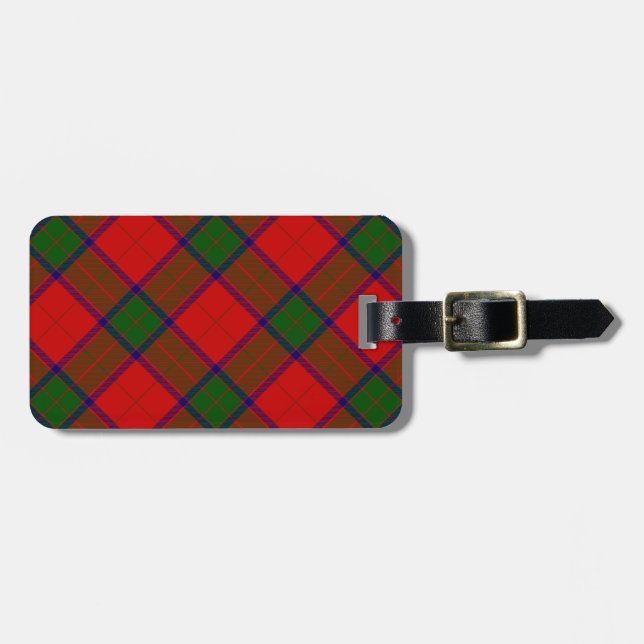 Robertson tartan red green plaid luggage tag (Front Horizontal)