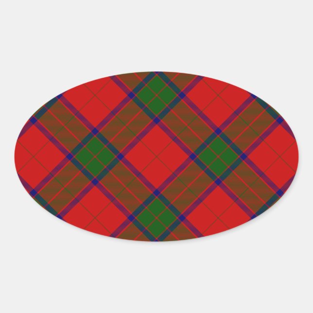 Robertson tartan red green plaid oval sticker (Front)