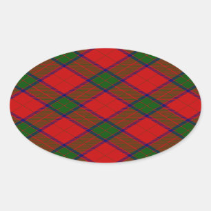 Robertson tartan red green plaid oval sticker