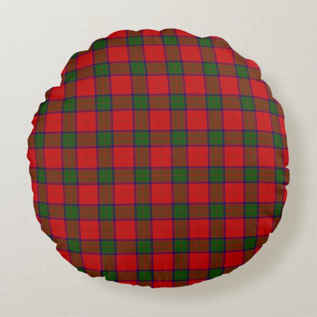 Robertson tartan red green plaid round cushion (Front)