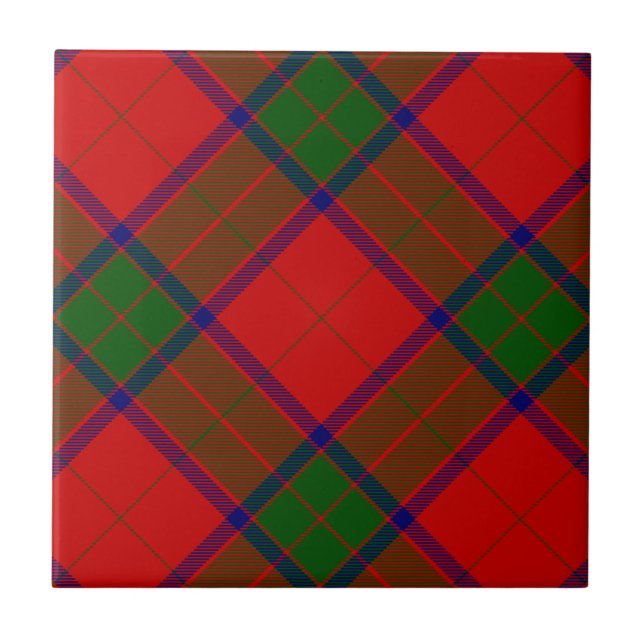 Robertson tartan red green plaid tile (Front)
