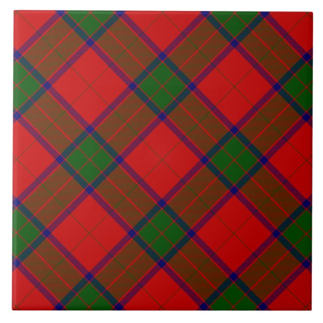 Robertson tartan red green plaid tile (Front)