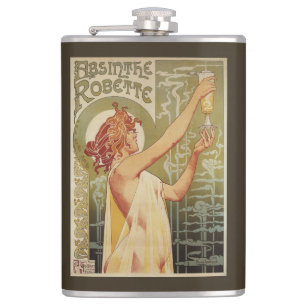 Robette Absinthe Advertisement Poster Hip Flask