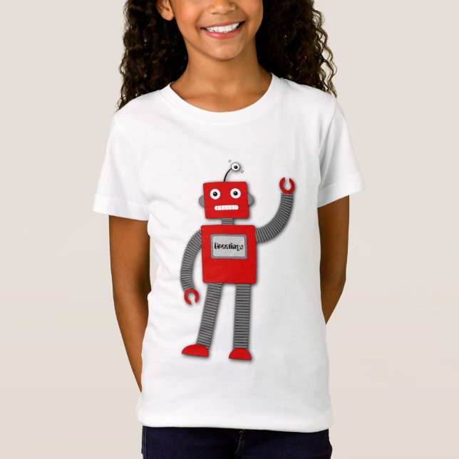 Robi the Retro Robot Girl's Fitted Tee (Front)