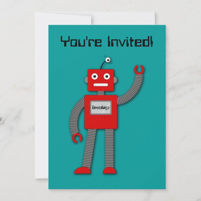 Robi the Retro Robot Invitation (Front)