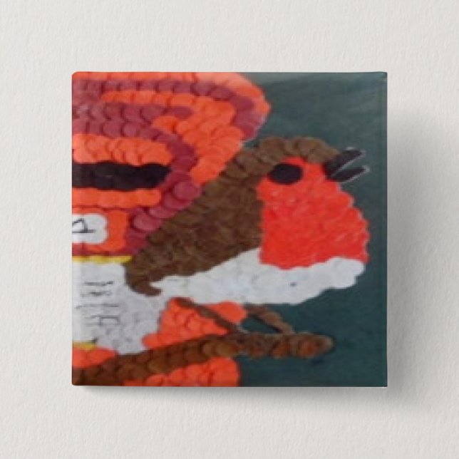 Robin 15 Cm Square Badge (Front)