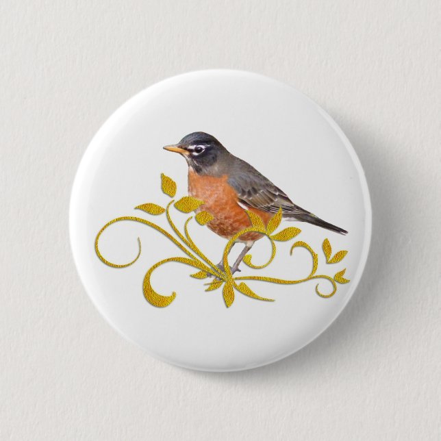 Robin 6 Cm Round Badge (Front)