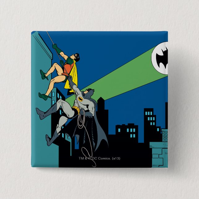 Robin And Batman Climb 15 Cm Square Badge (Front)