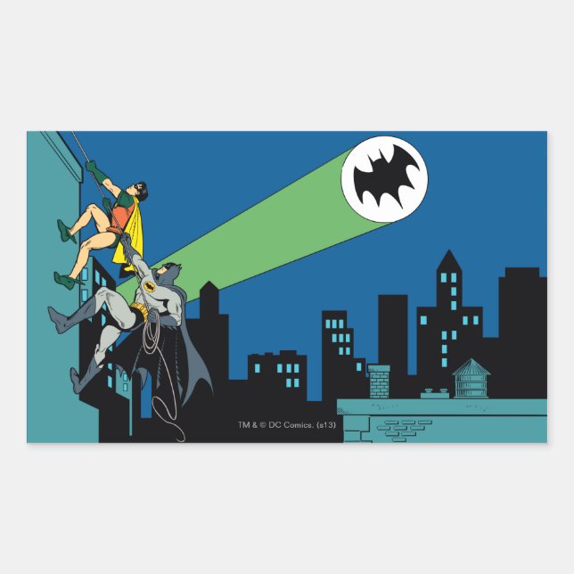 Robin And Batman Climb Rectangular Sticker (Front)