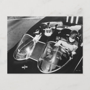 Robin and Batman in Batmobile Postcard