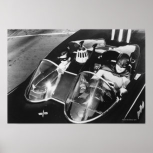 Robin and Batman in Batmobile Poster