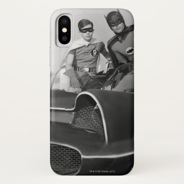 Robin and Batman Standing in Batmobile Case-Mate iPhone Case (Back)