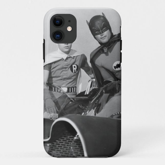 Robin and Batman Standing in Batmobile Case-Mate iPhone Case (Back)