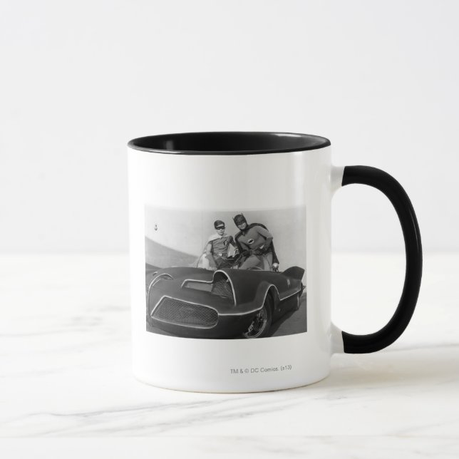 Robin and Batman Standing in Batmobile Mug (Right)