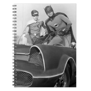 Robin and Batman Standing in Batmobile Notebook