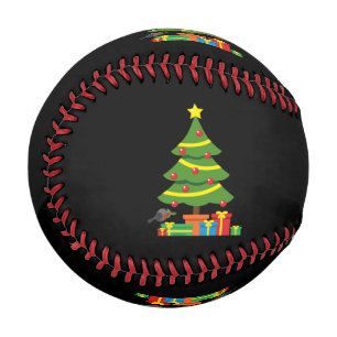 Robin And Colorful Presents Under Christmas Tree Baseball