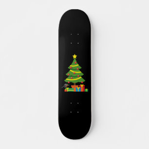 Robin And Colourful Presents Under Christmas Tree Skateboard