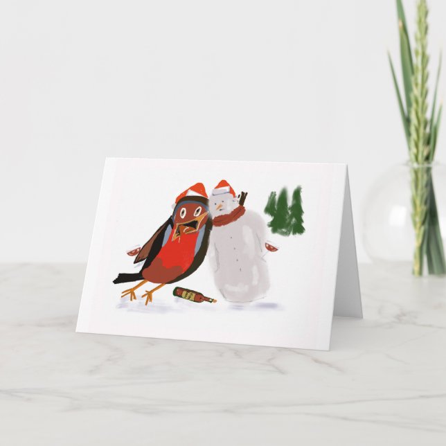 Robin and Friend Merry Christmas card (Front)